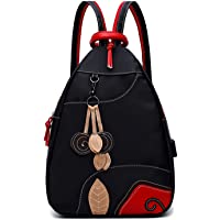  - Jywmsc Mujeres Elegante Nylon Ligero Mochila Bolsa de Hombro Al Aire Libre Bolsa de Pecho con Puerto de Carga USB